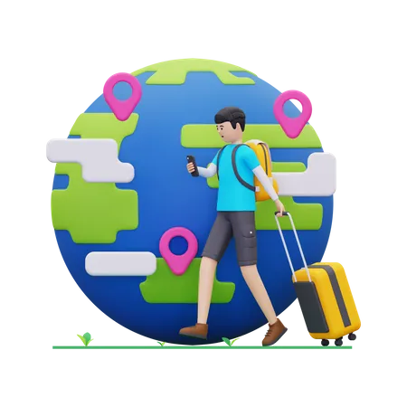 Travel around the world  3D Illustration