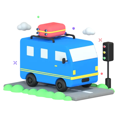 Travel Bus  3D Illustration