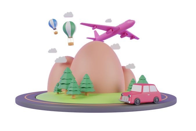 Travel by plane  3D Icon