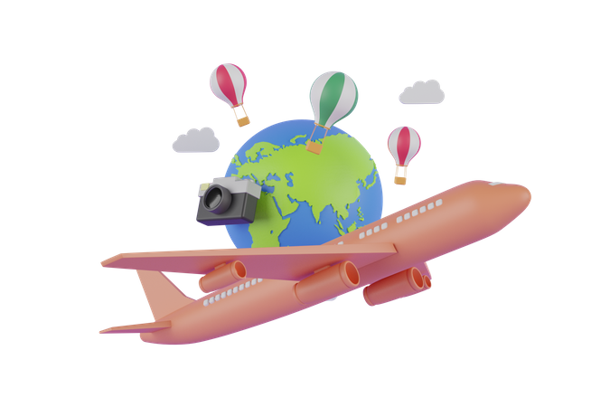 Travel by plane  3D Icon