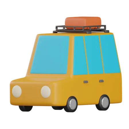 3 D Car With Luggage Box Holiday Vacation Travel And Transport Concept 3D Icon