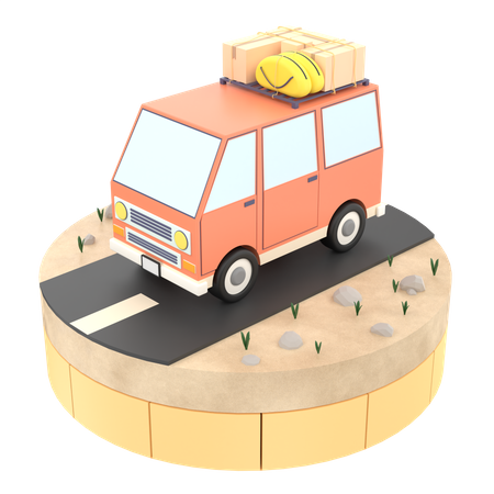 Travel Car  3D Illustration