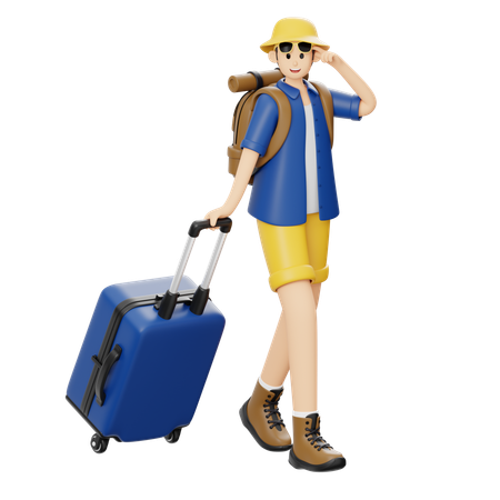 Travel Carrying Suitcases  3D Illustration