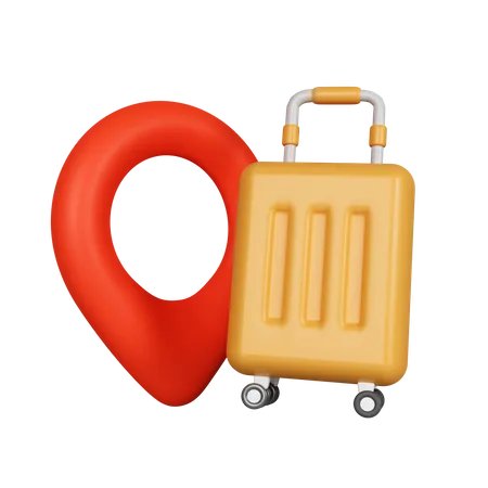 3 D Location Pin And Suitcase Travel Packing Icon Icon Isolated On White Background 3 D Rendering Illustration Clipping Path 3D Icon