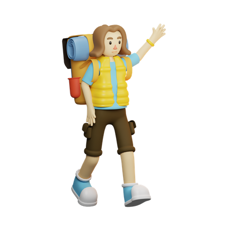 Traveler Bring Backpack  3D Illustration