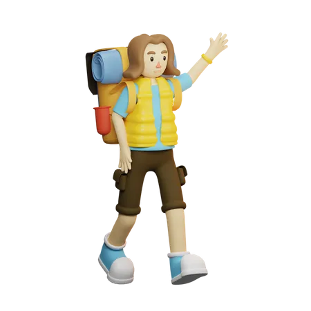 Traveler Bring Backpack  3D Illustration