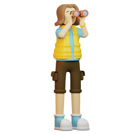 Traveler Bring Binocular  3D Illustration