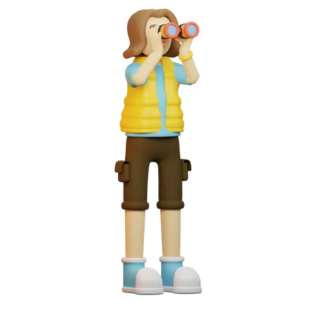 Traveler Bring Binocular  3D Illustration