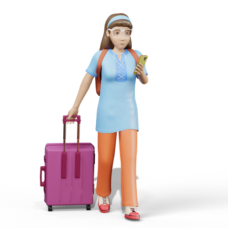 Traveler Finding Location In Phone  3D Illustration