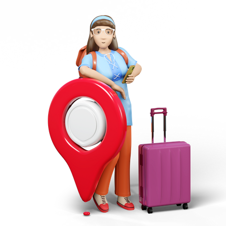 Traveler Finding Location In Phone  3D Illustration