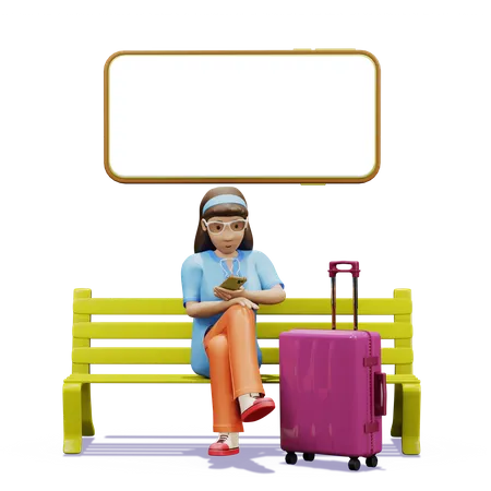 Traveler Finding Location In Phone  3D Illustration