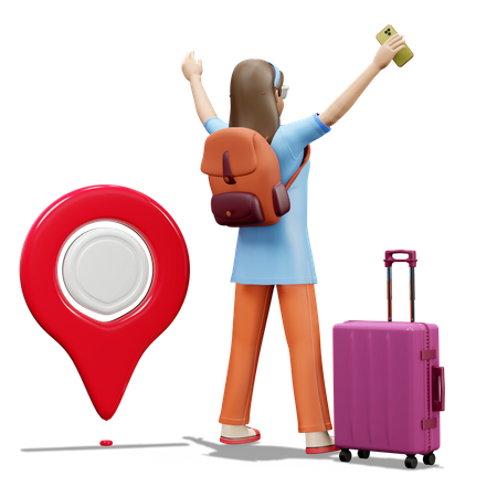 Traveler Finding Location In Phone  3D Illustration