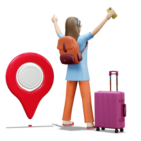 Traveler Finding Location In Phone  3D Illustration