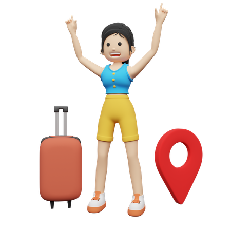 Traveler finding location on how to reach destination  3D Icon
