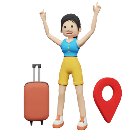 Traveler finding location on how to reach destination  3D Illustration