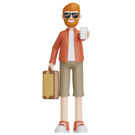 Traveler With Suitcase  3D Icon