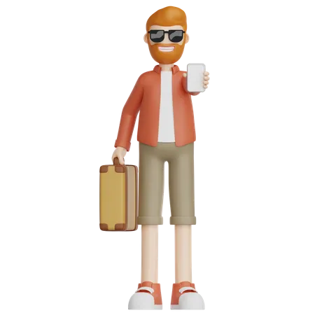 Traveler With Suitcase  3D Icon