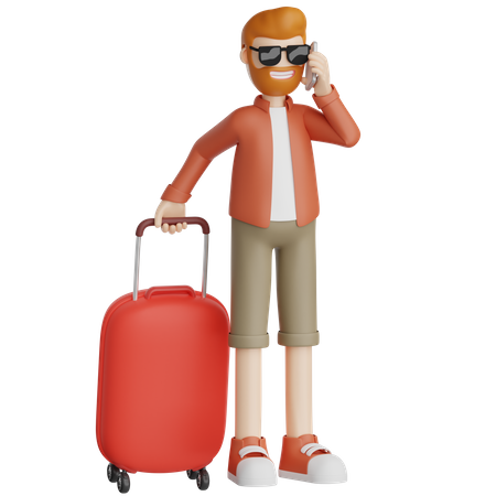 Traveler With Suitcase  3D Icon