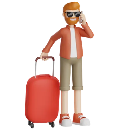 Traveler With Suitcase  3D Icon