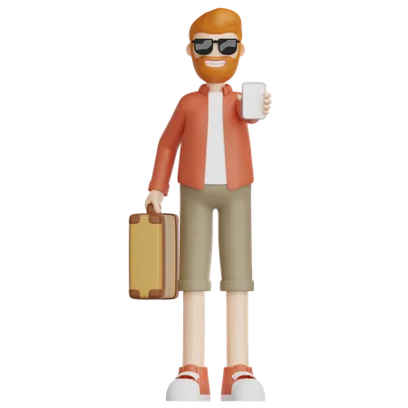 Traveler With Suitcase 3D Icon