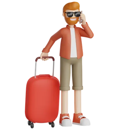 Traveler With Suitcase 3D Icon