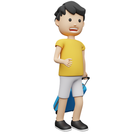 Traveler with travel bag  3D Illustration