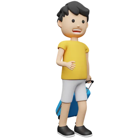 Traveler with travel bag  3D Illustration