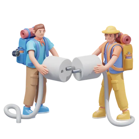 Travelers Connecting Plug  3D Illustration