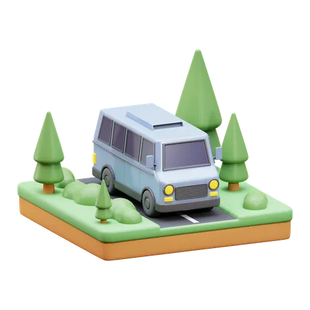 3 D Traveling Bus Icon 3D Icon