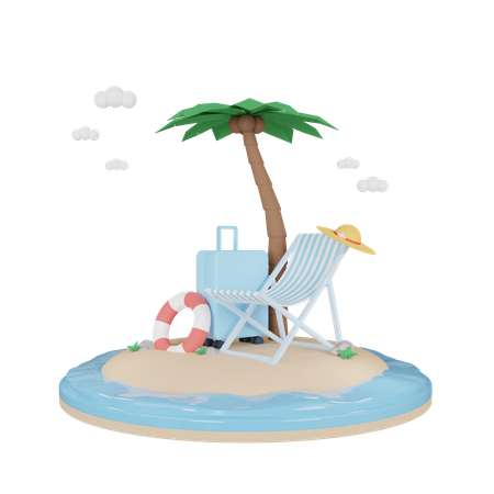 Travelling at beach  3D Icon