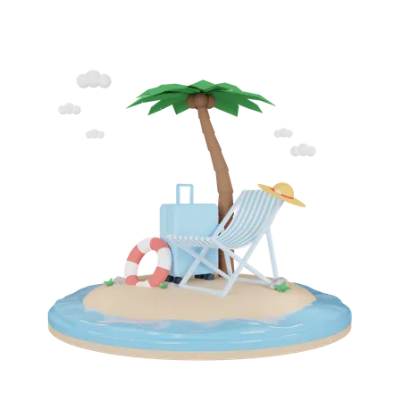 Travelling at beach  3D Illustration