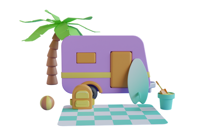 Travelling motorhome  3D Illustration