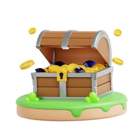 3 D Open Treasure Chest Of Game Asset Icon 3D Icon