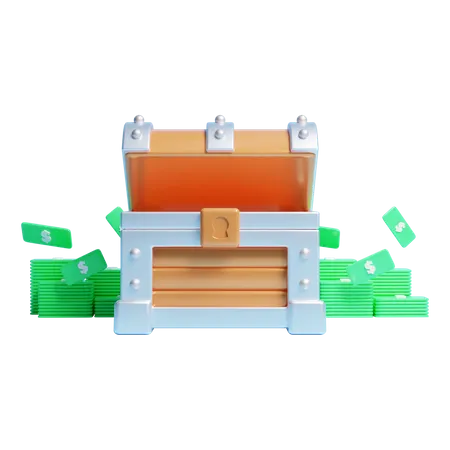 3 D Chest With Coins Icon Or 3 D Saving Money Bank Concept Icon 3D Icon