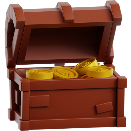 루피 동전 보물 상자  3D Icon