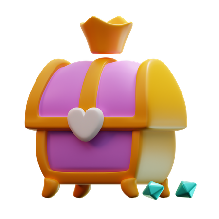 Treasure Chest With Crown  3D Icon