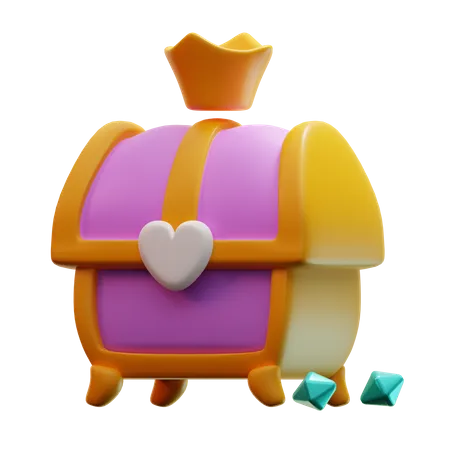 Treasure Chest With Crown  3D Icon