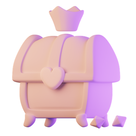 Treasure Chest With Crown  3D Icon