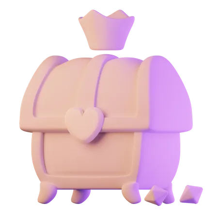 Treasure Chest With Crown 3D Icon