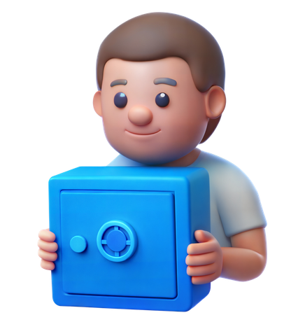 Treasurer with Safe Box  3D Icon