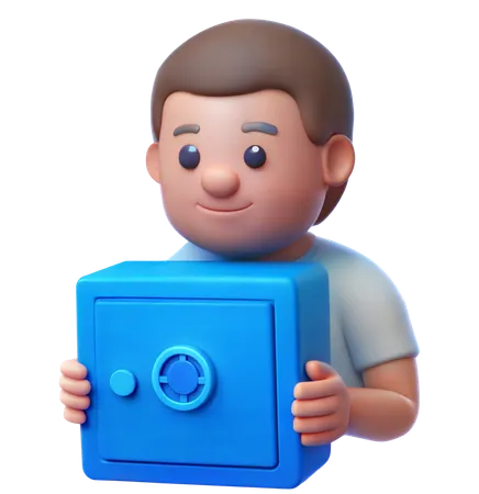 Treasurer with Safe Box  3D Icon