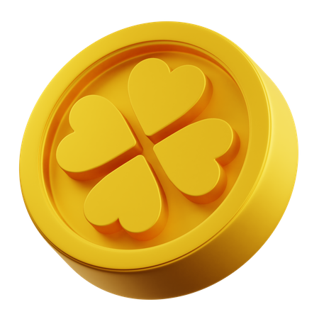Moneda de oro trébol  3D Icon