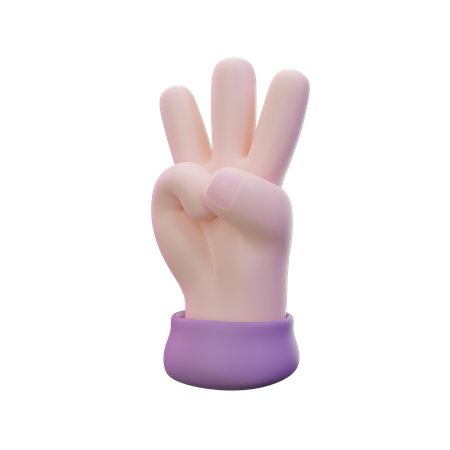 Tree Finger Hand Gesture  3D Icon