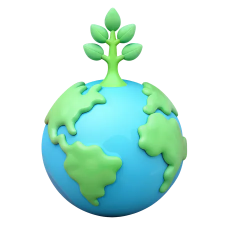 Tree Growing on Earth  3D Icon