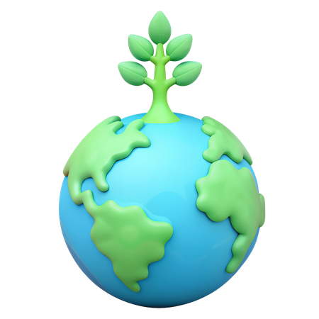 Tree Growing on Earth  3D Icon