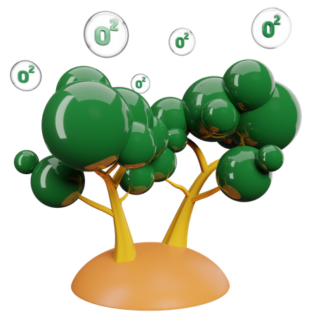 Tree Produce Oxygen  3D Illustration