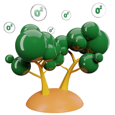 Tree Produce Oxygen  3D Illustration