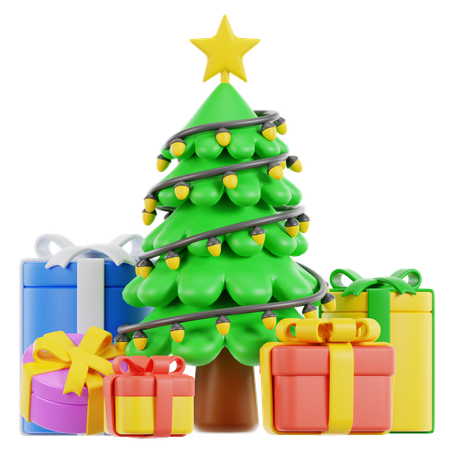 Tree with Gifts  3D Icon