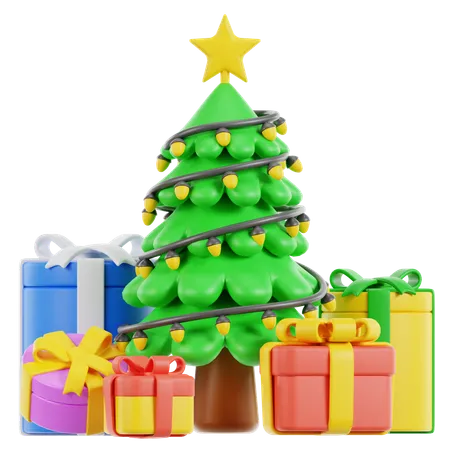 Tree with Gifts  3D Icon