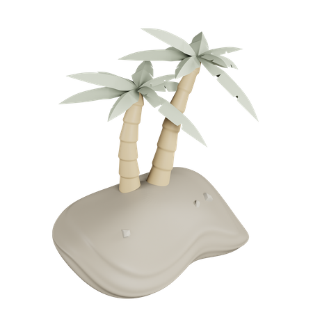 Trees On A Desert  3D Icon